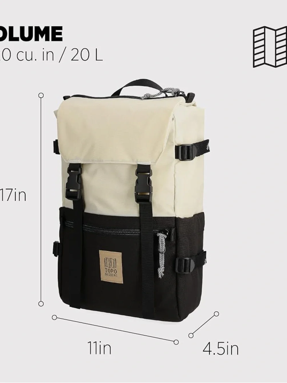 Topo Designs ROVER PACK CLASSIC BONE WHITE/BLACK